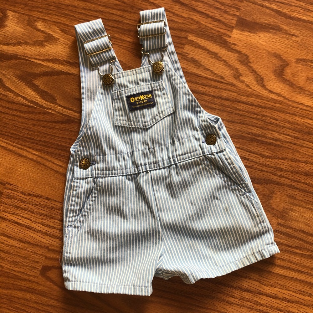 Vintage OshKosh Overalls Baby Blue Stripes 80s